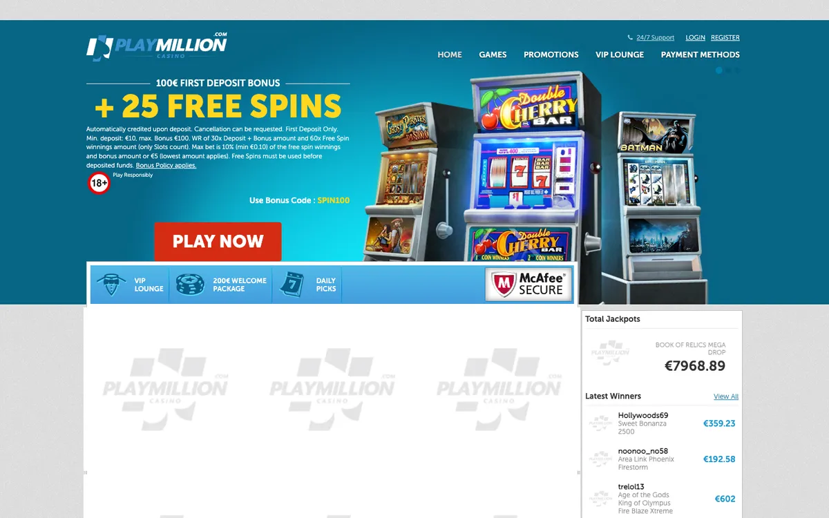 Play Million Casino — «Главная», снято из страны Индонезия