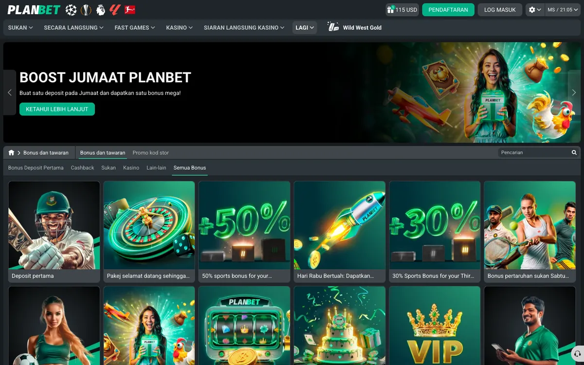Planbet Casino — «Акции», снято из страны Малайзия