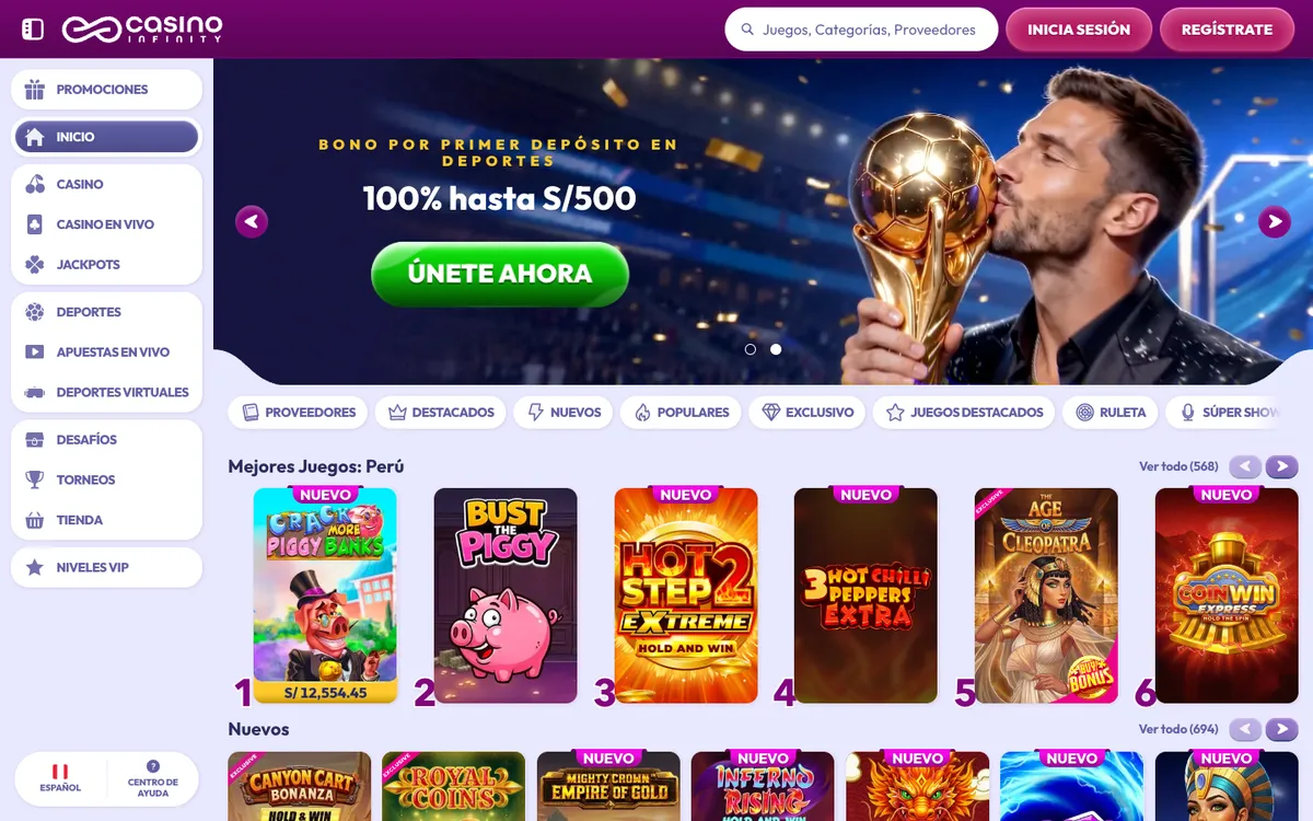 Casino Infinity — «Главная», снято из страны Перу