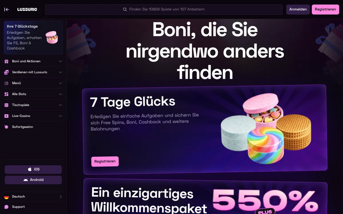 Lussurio Casino — Promotions, captured from Austria
