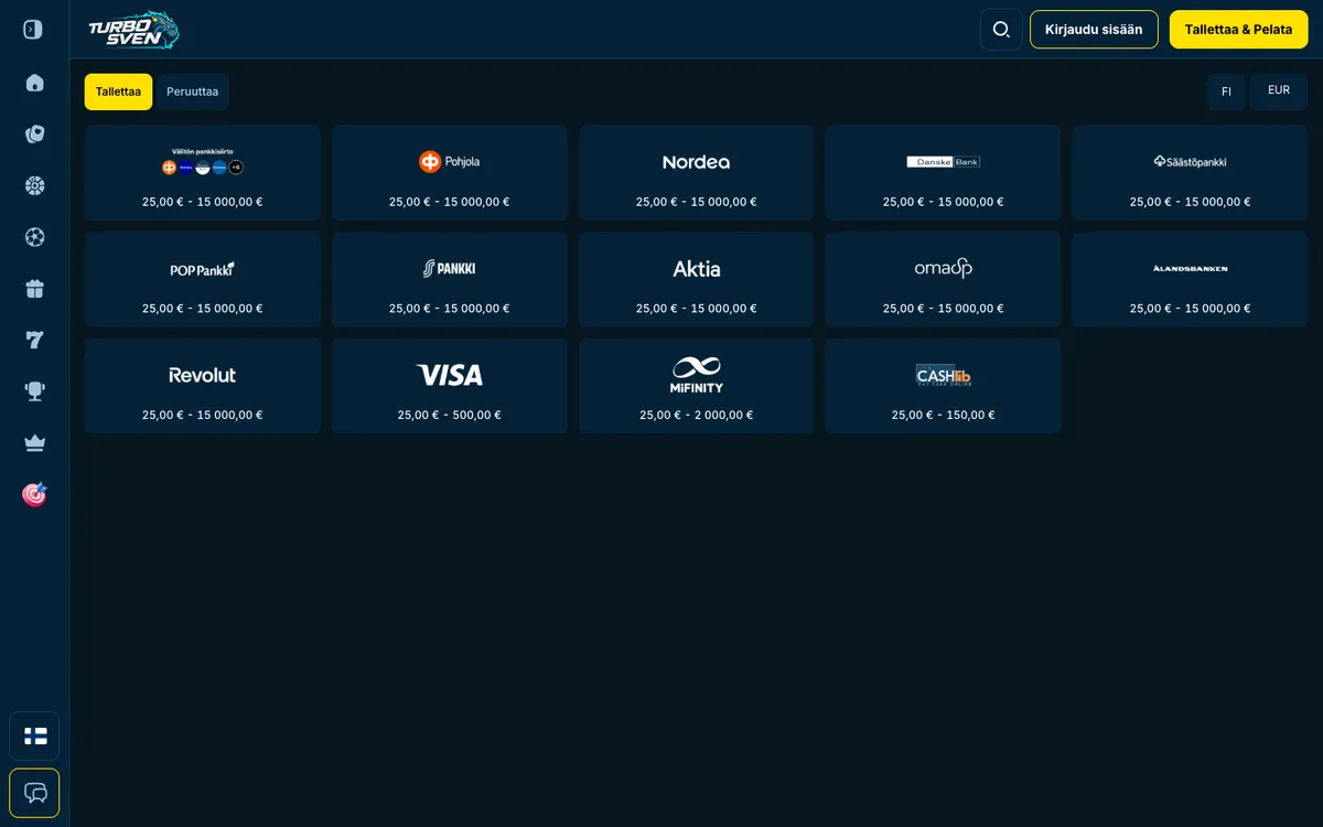 TurboSven Casino — Payments, captured from Finland