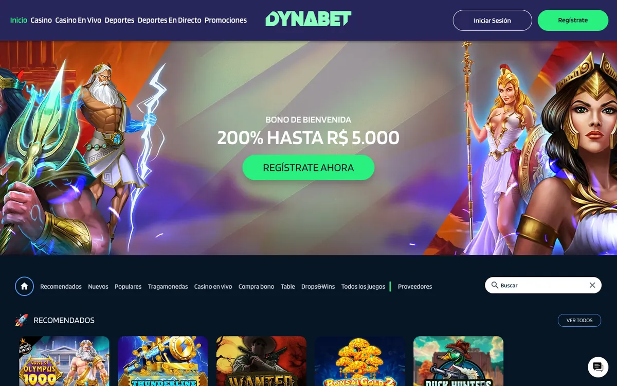Dynabet Casino — «Главная», снято из страны Испания