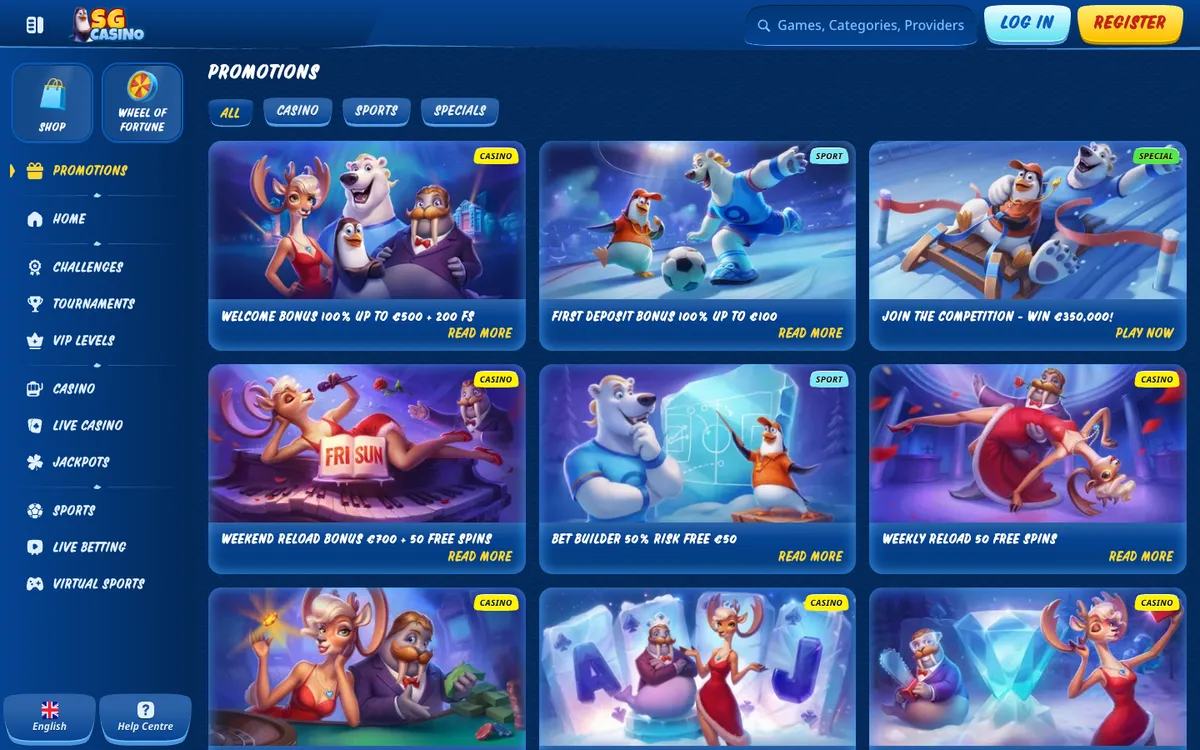 SG Casino — Promotions, captured from Finland