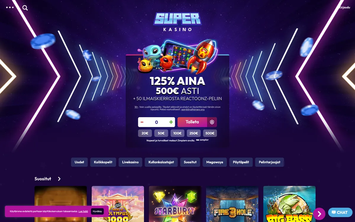 SuperKasino — Home page, captured from United Kingdom
