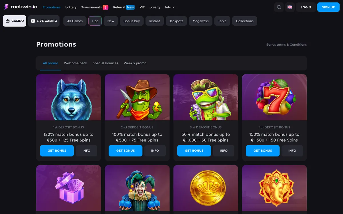 Rockwin Casino — Promotions, captured from Brazil
