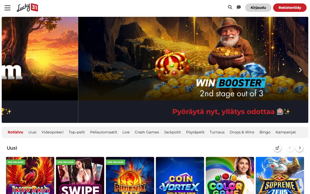 Lucky 31 Casino — «Главная», снято из страны Финляндия