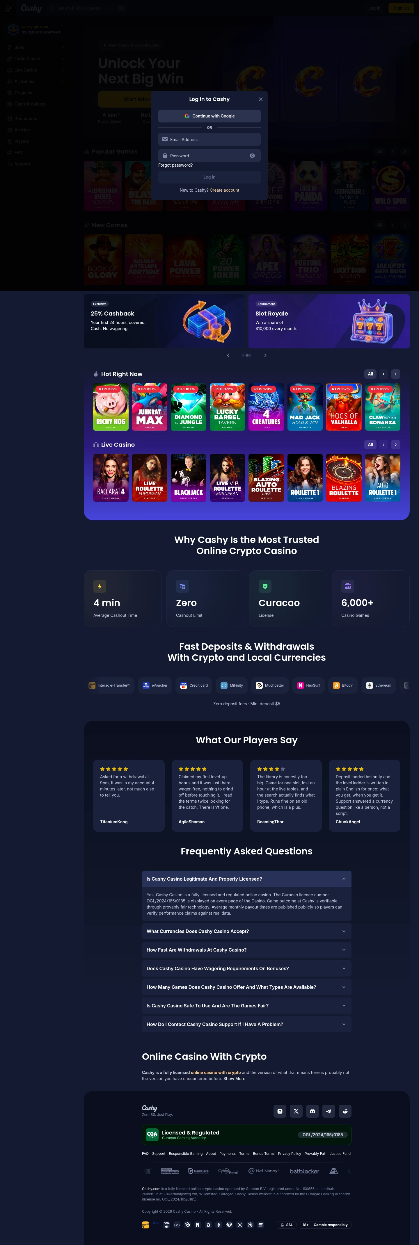 Cashy Casino — Sign-up, captured from Canada