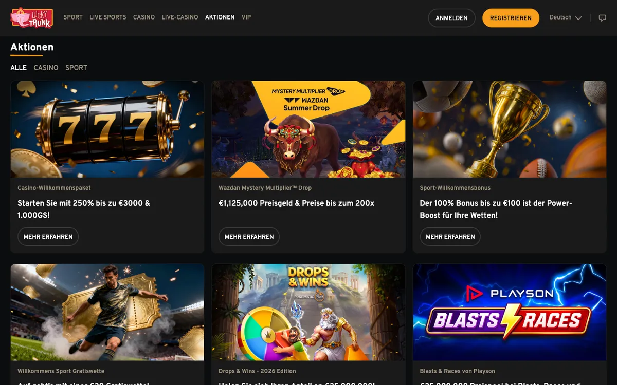 Lucky Trunk Casino — Promotions, captured from Germany