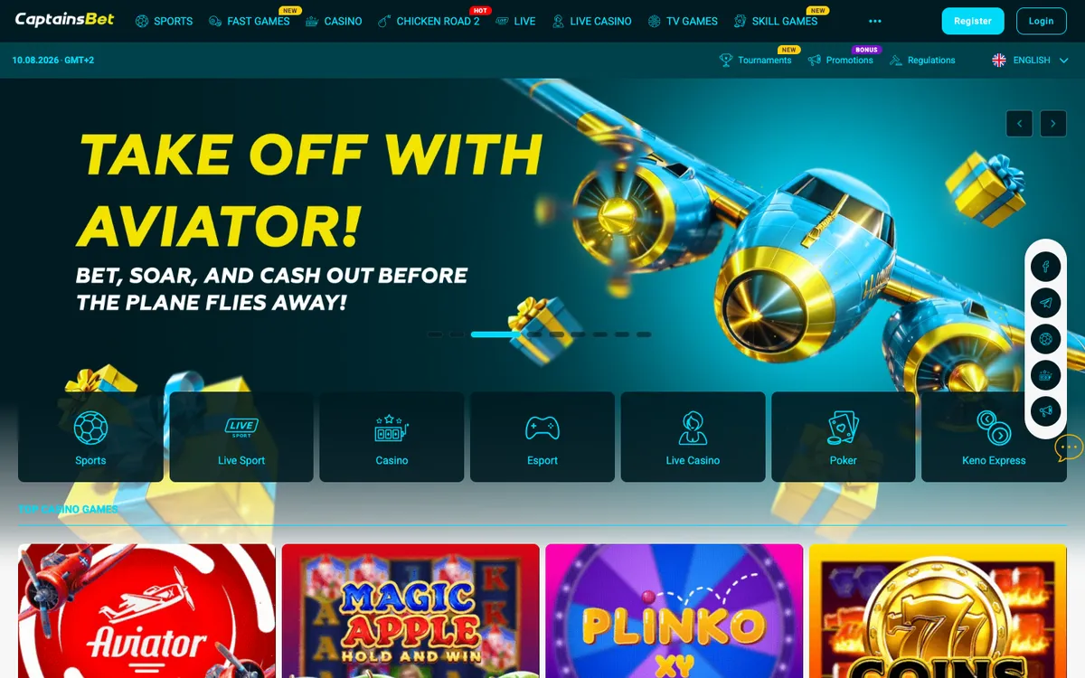 Captainsbet Casino — Home page, captured from Belgium