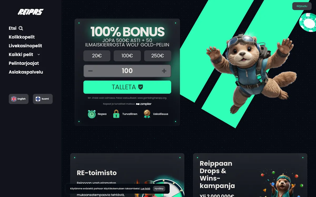 Reipas Casino — Home page, captured from Finland