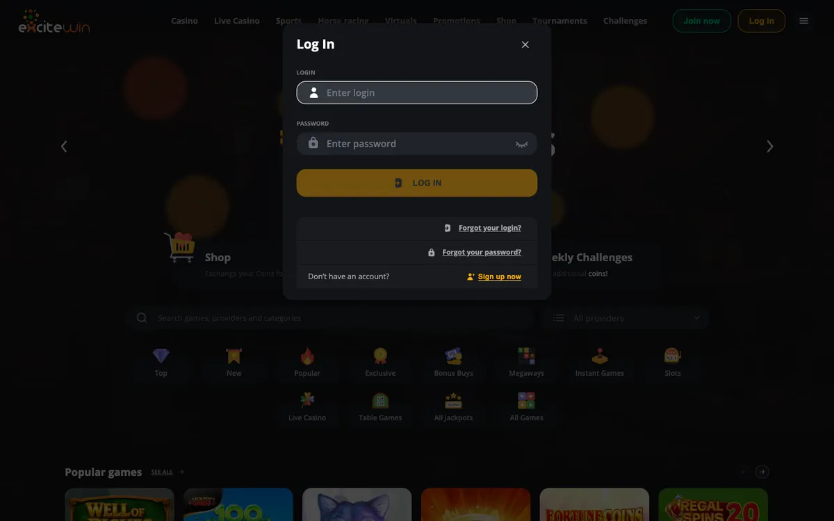 Excitewin Casino — Sign-up, captured from Finland