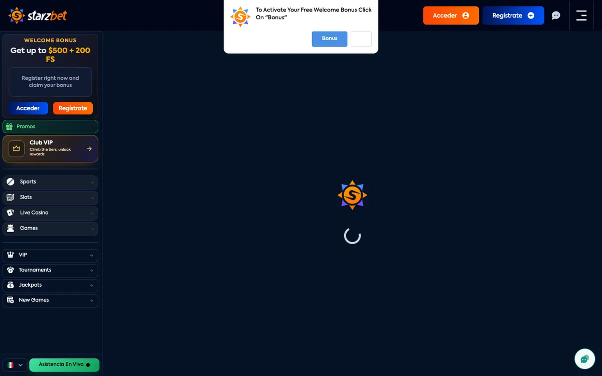 Starzbet Casino — Promotions, captured from Mexico