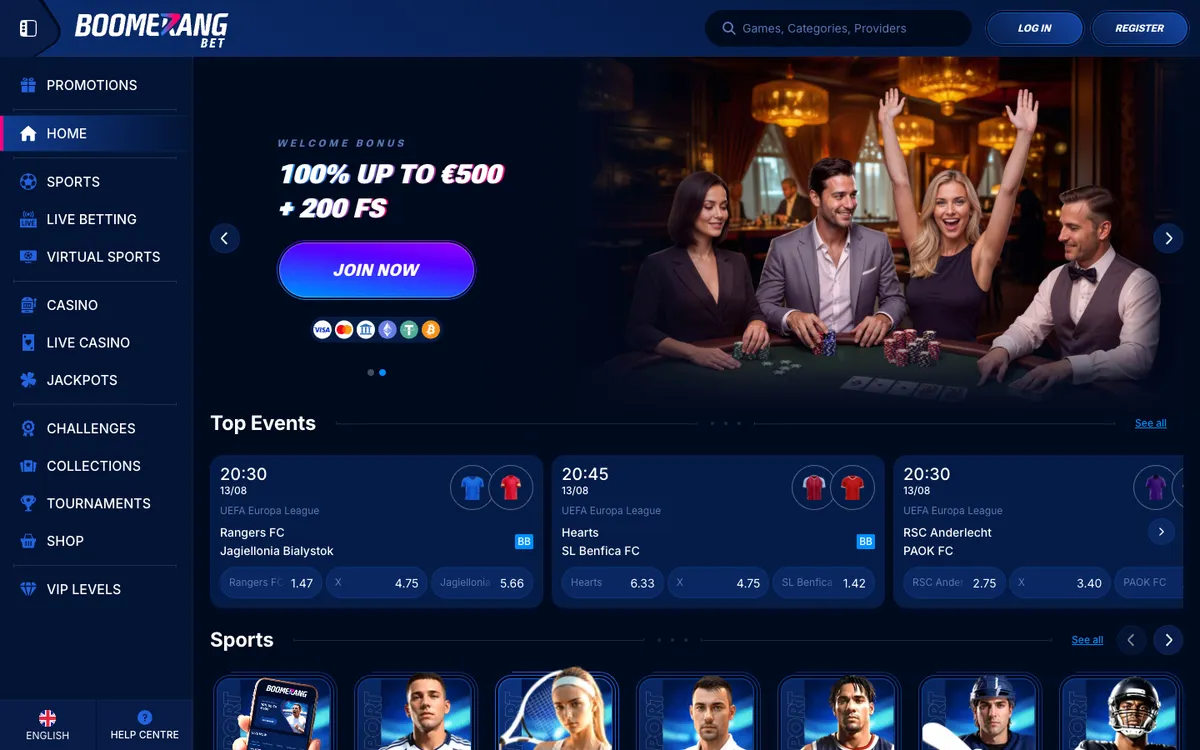 Boomerang-bet Casino — «Главная», снято из страны Нигерия