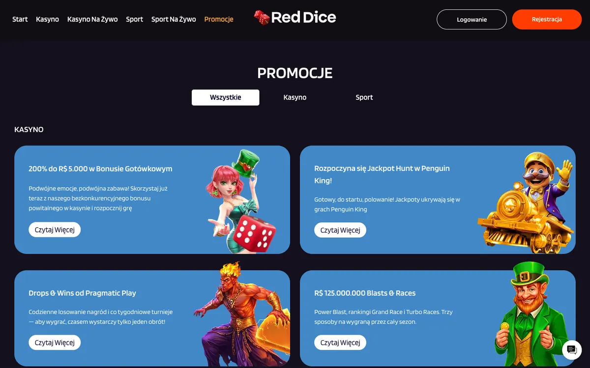 Red Dice Casino — «Акции», снято из страны Польша