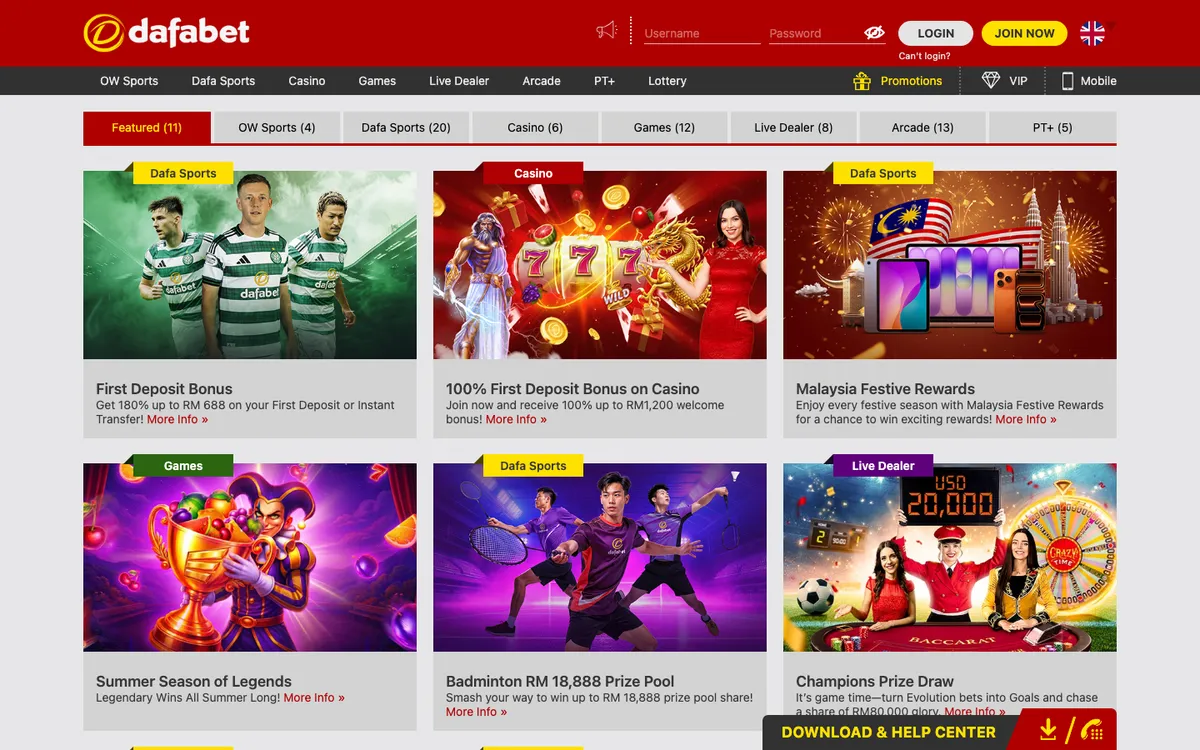 Dafabet Casino — Promotions, captured from Malaysia