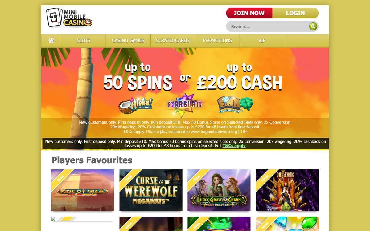 Mini Mobile Casino — Sign-up, captured from United Kingdom