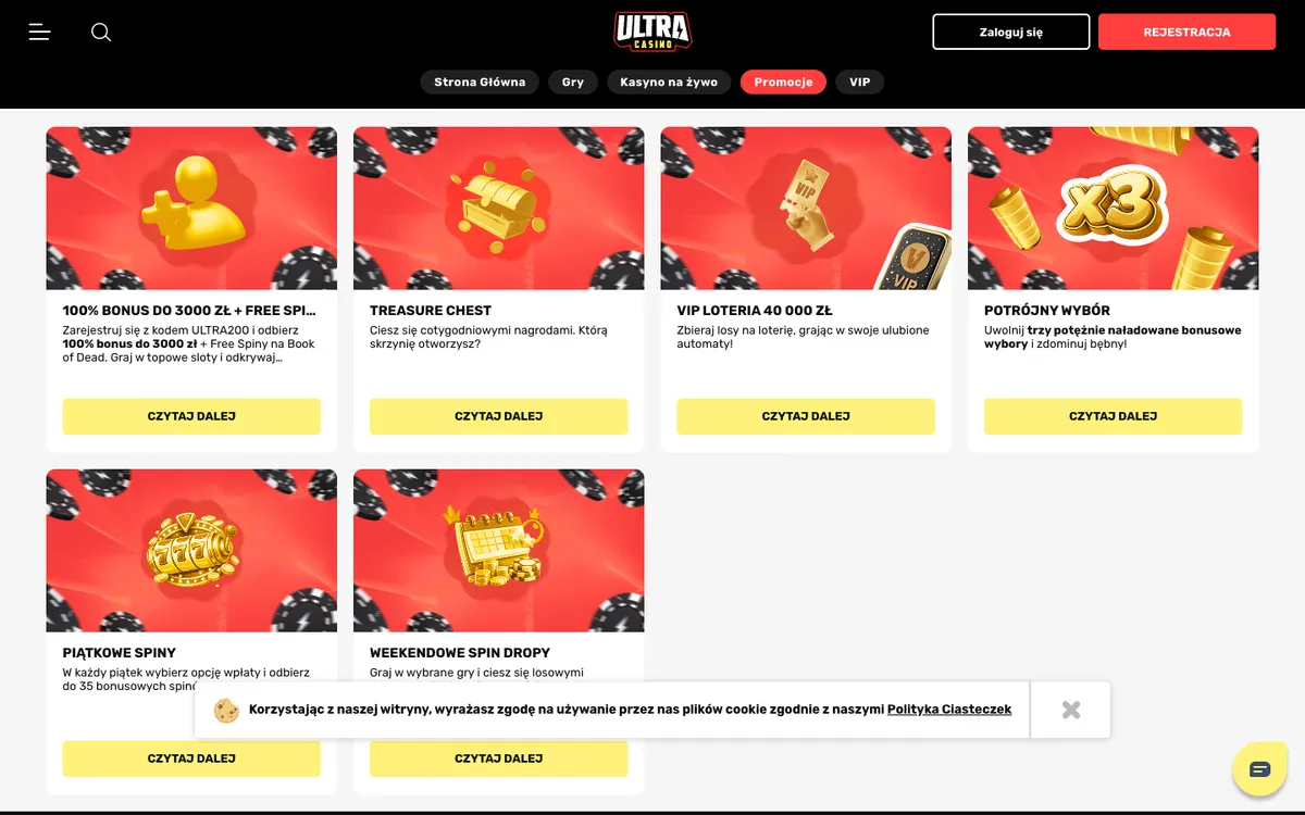 UltraCasino — Promotions, captured from Poland