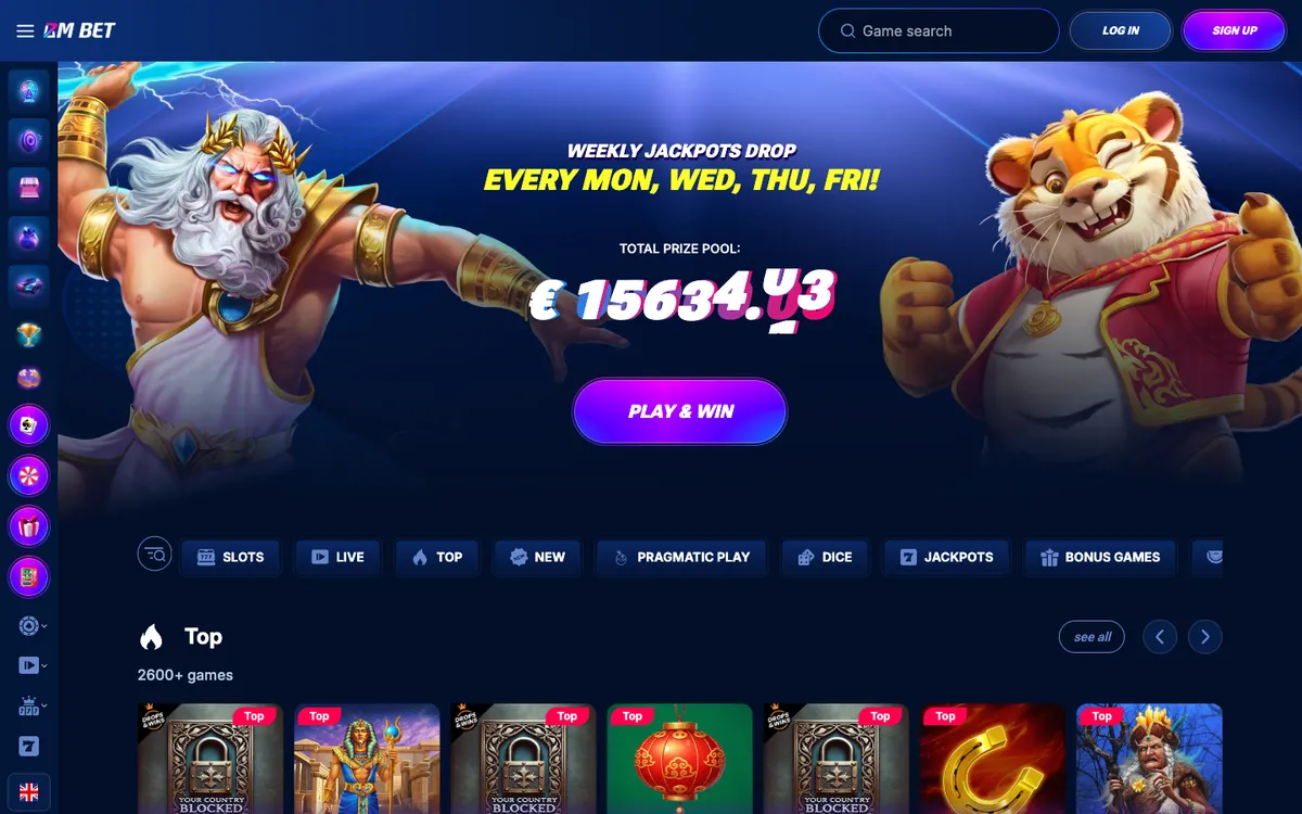 Bm.bet Casino — Home page, captured from Belgium