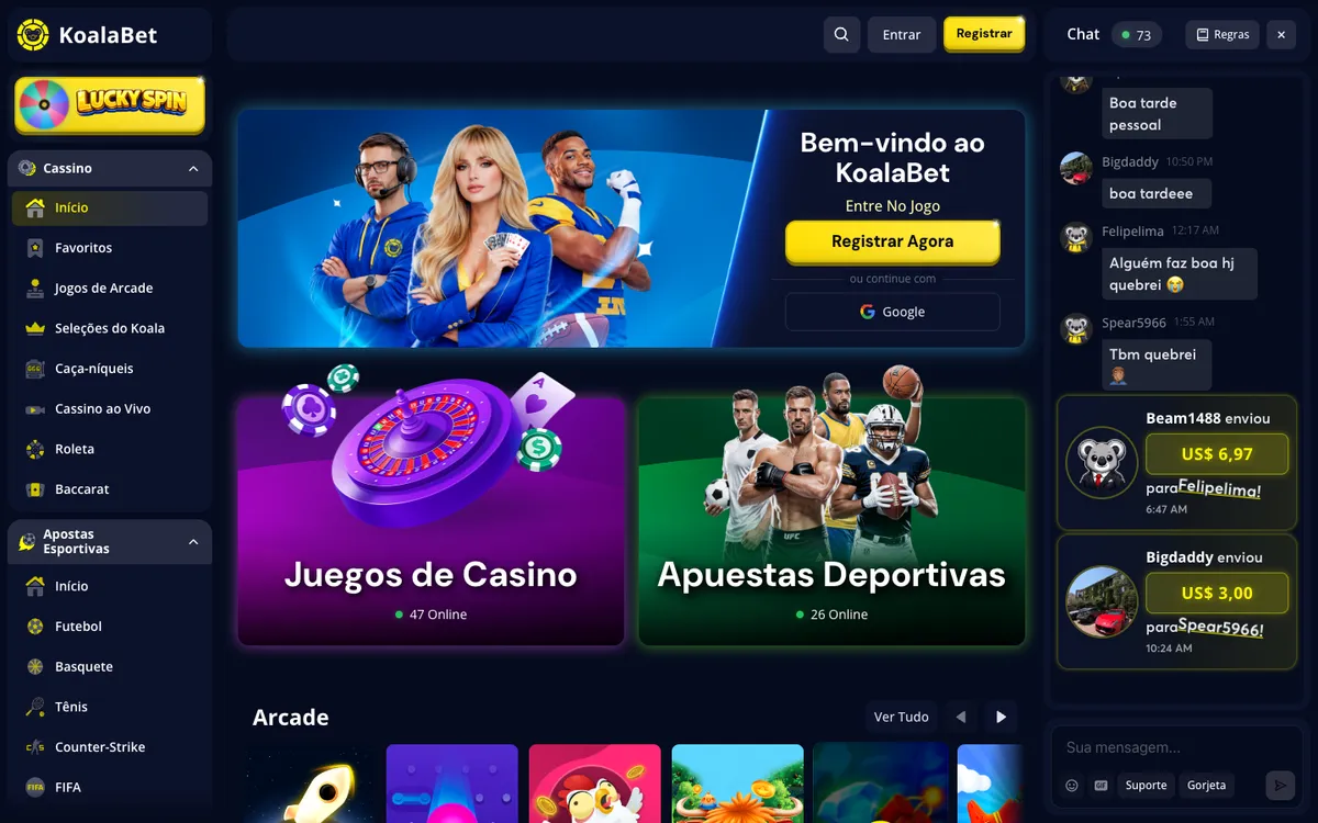 KoalaBet Casino — Home page, captured from Brazil
