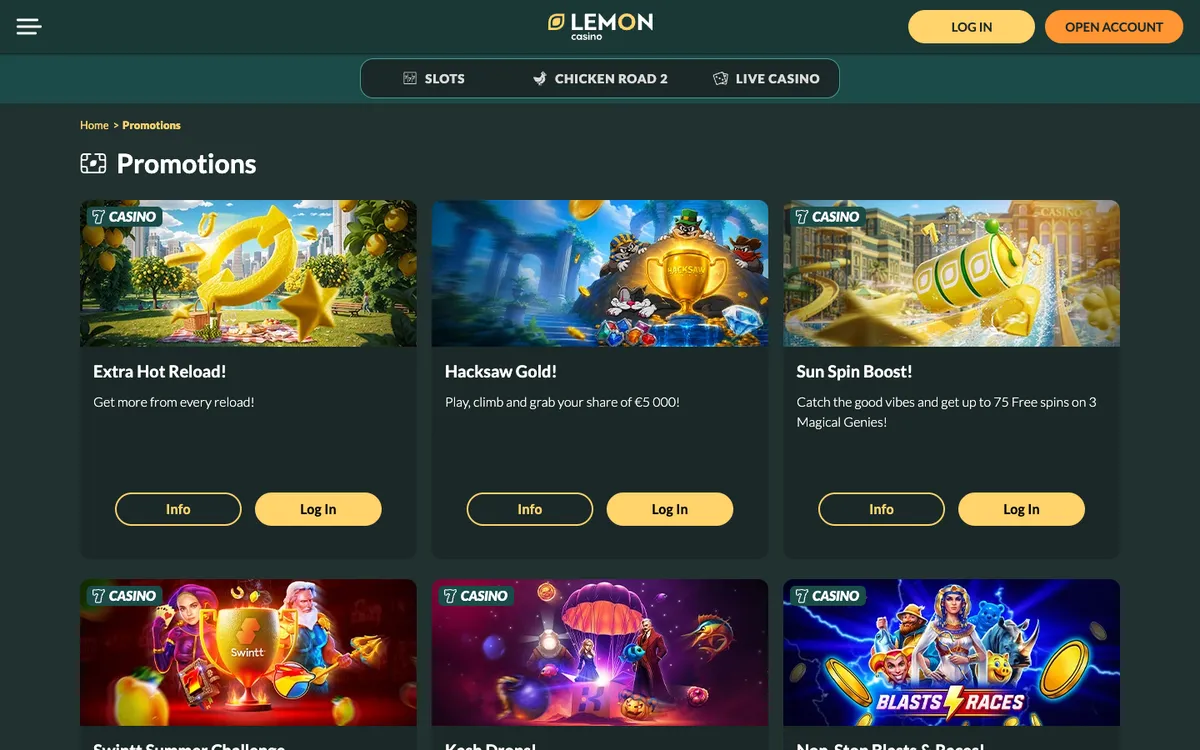 Lemon Casino — «Акции», снято из страны Новая Зеландия