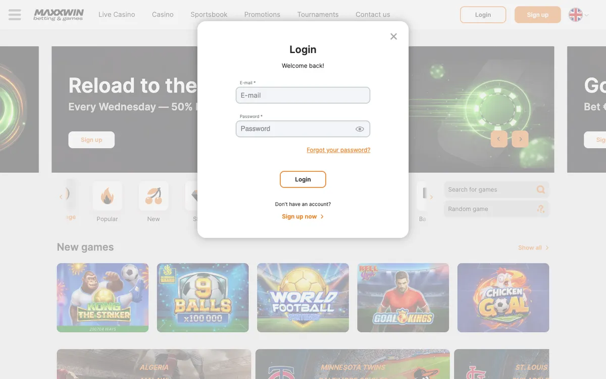 Maxxwin Casino — «Регистрация», снято из страны Чили