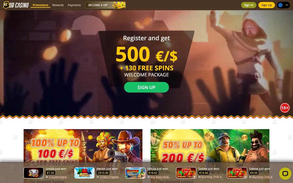 Bob Casino — Promotions, captured from Norway