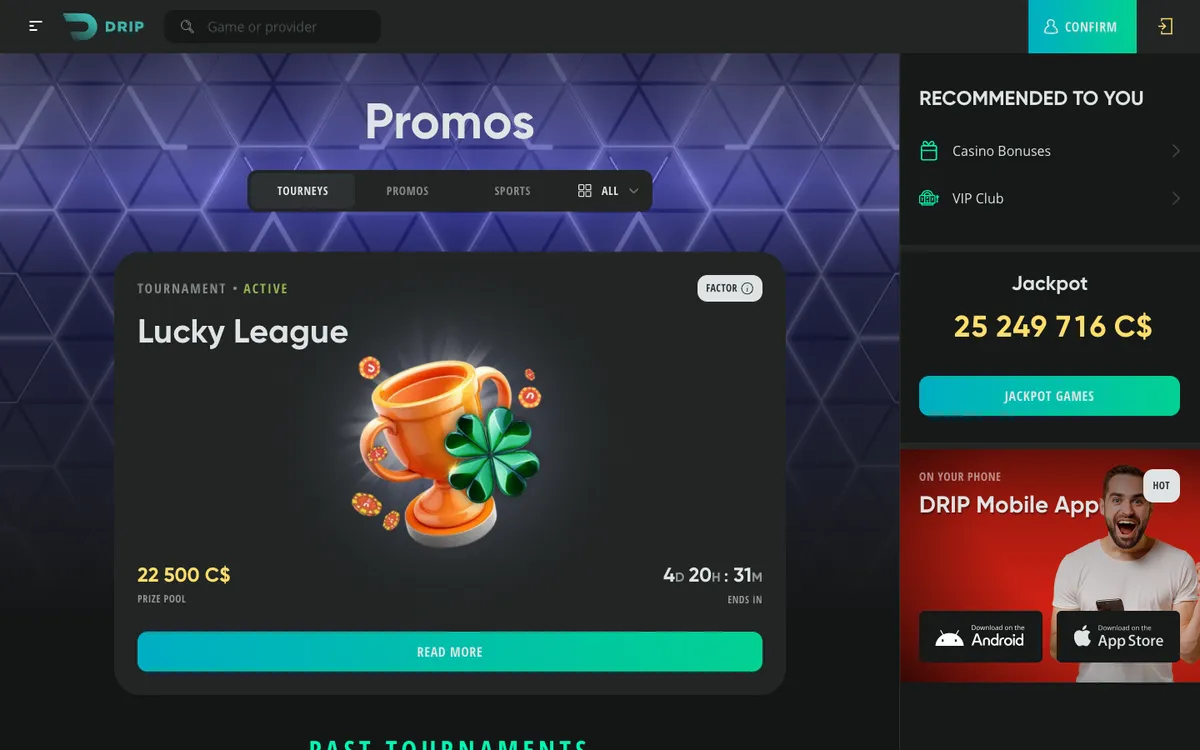 Drip Casino — Promotions, captured from Canada