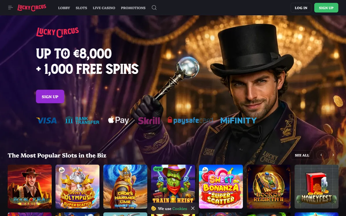 Lucky Circus Casino — Home page, captured from Brazil