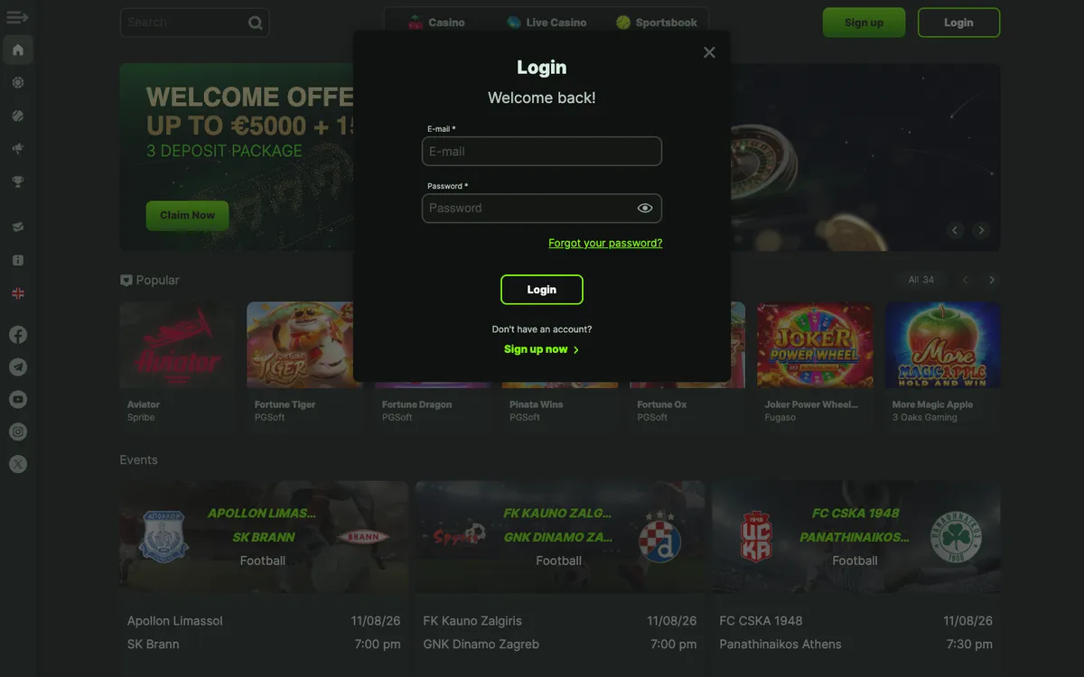 WeltBet Casino — Sign-up, captured from Italy