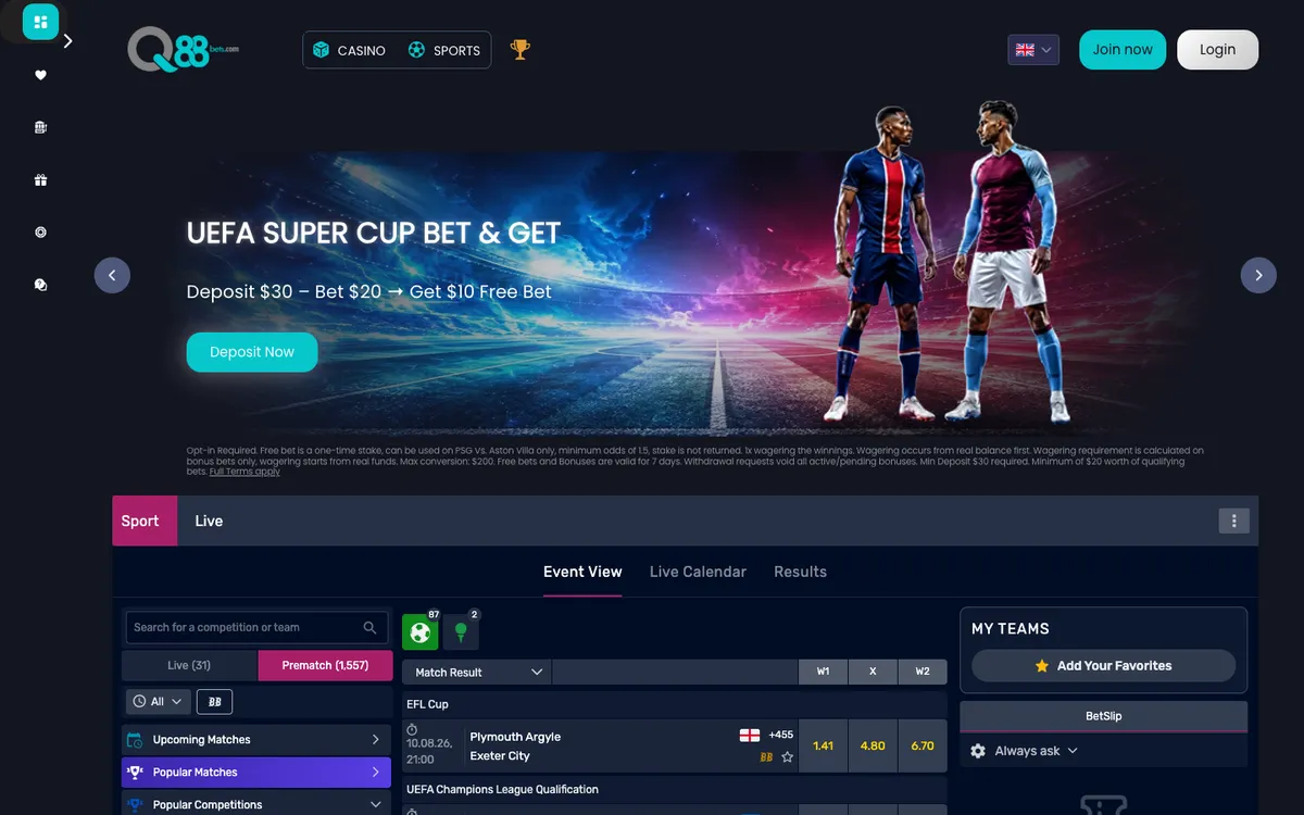 Q88Bets Casino — «Главная», снято из страны Франция