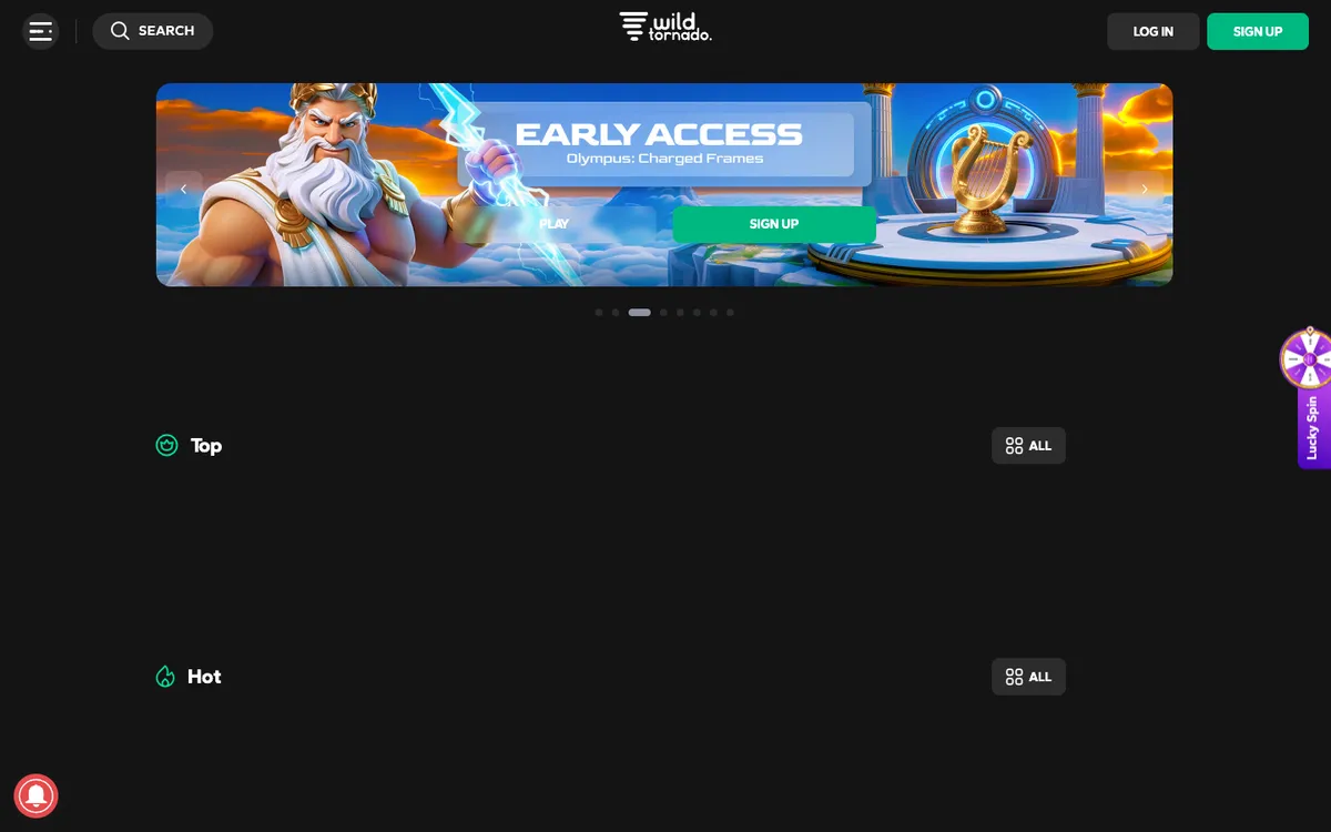 Wild Tornado Casino — Home page, captured from Brazil