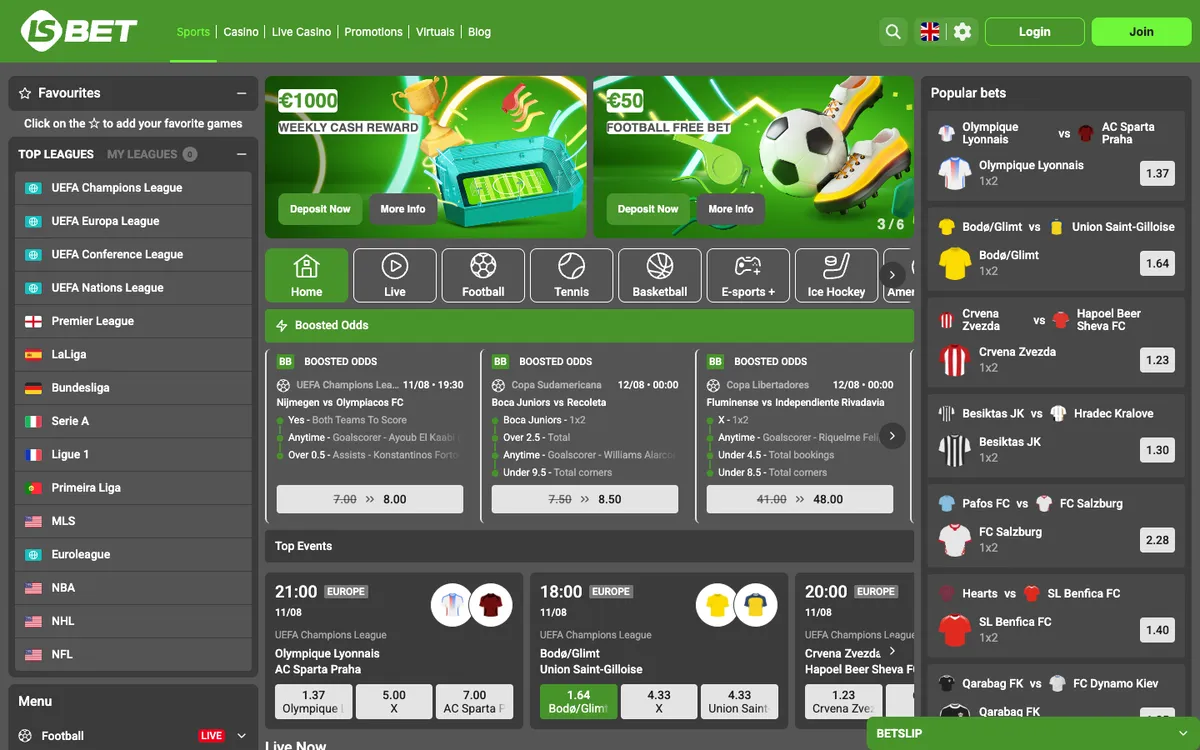 LSbet Casino — «Главная», снято из страны Испания