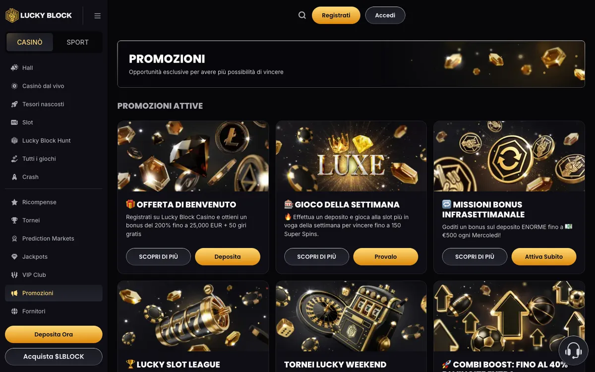 Lucky Block Casino — «Акции», снято из страны Италия