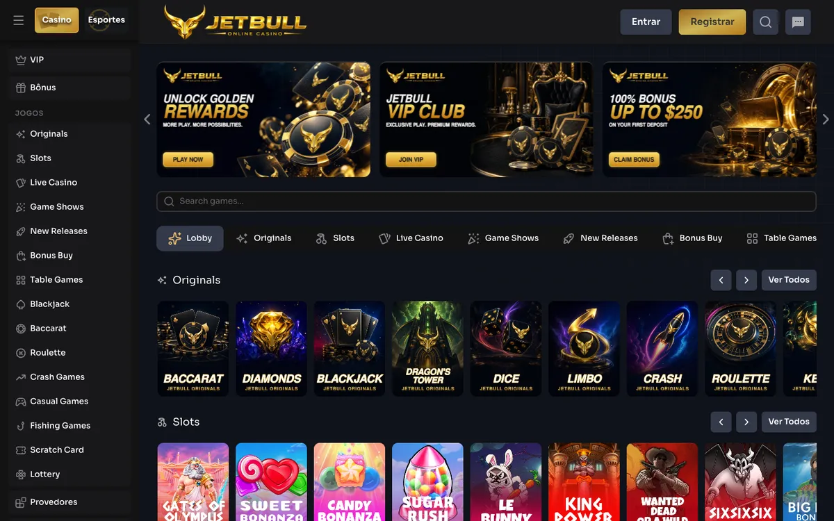 Jetbull Casino — Home page, captured from Brazil