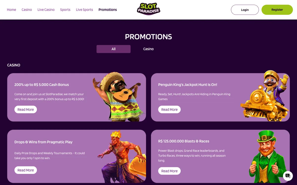 Slotparadise Casino — Promotions, captured from Austria