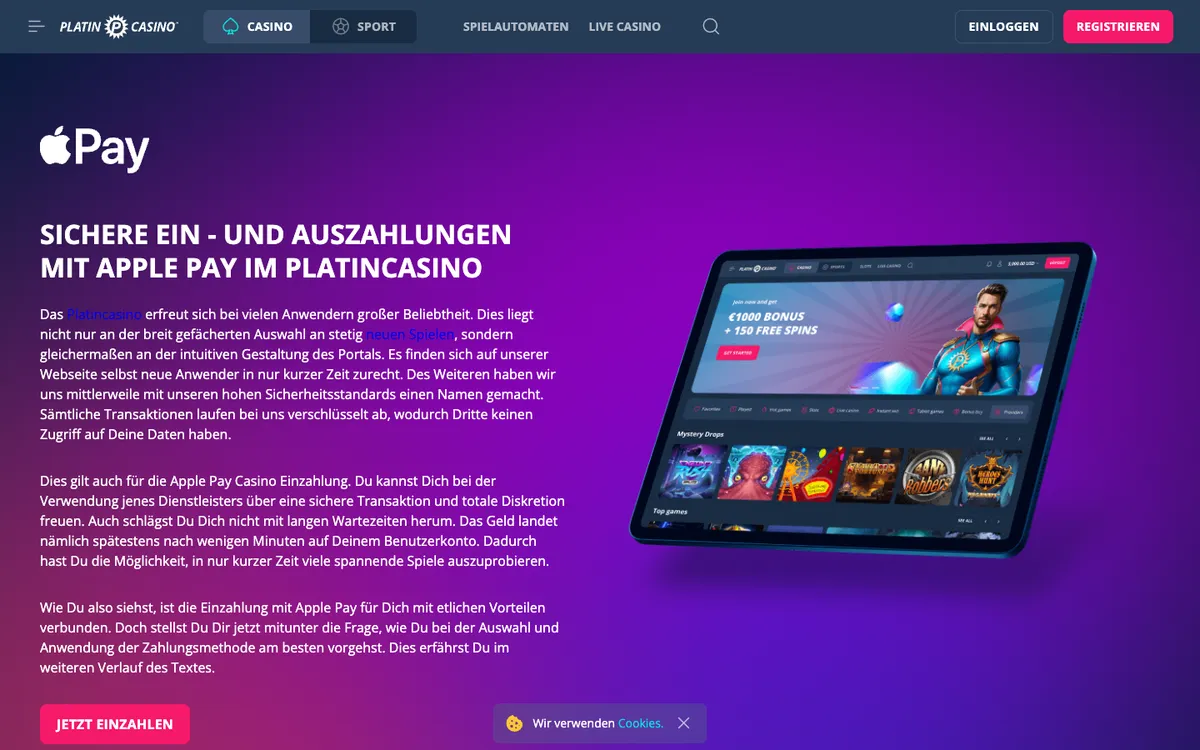 Platincasino — Payments, captured from Austria