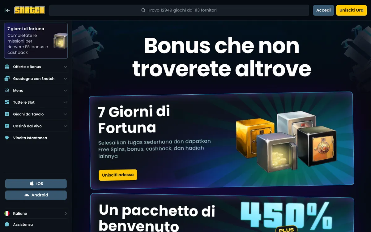 Snatch Casino — «Акции», снято из страны Италия