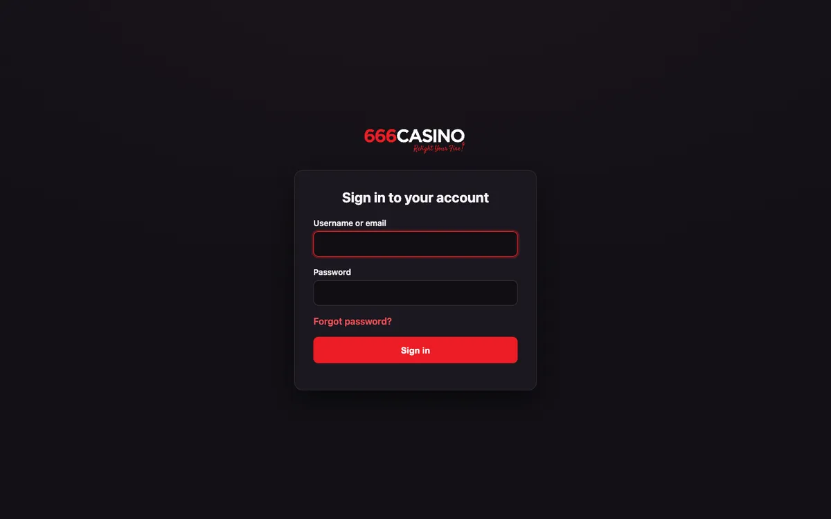 666 Casino — Sign-up, captured from United Kingdom
