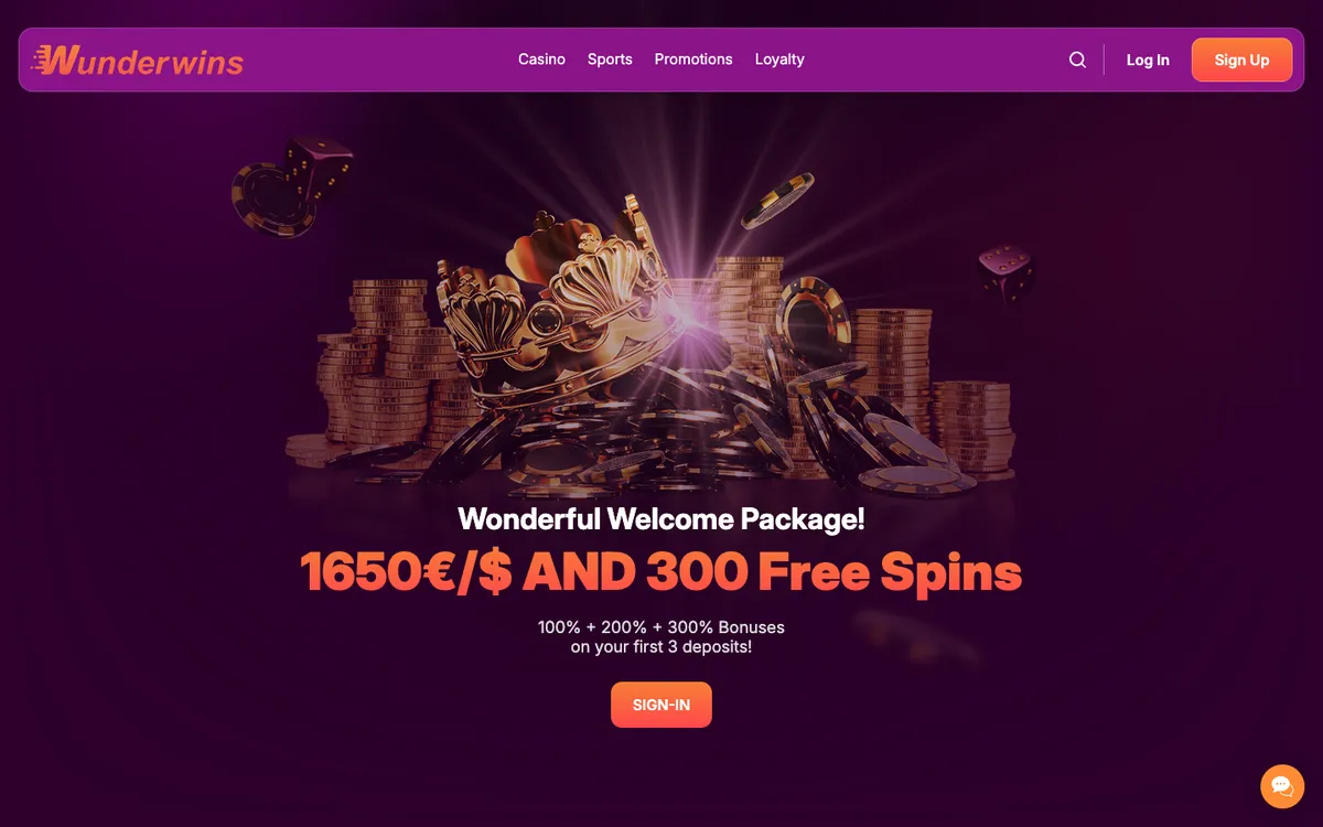 Wunderwins Casino — «Главная», снято из страны Канада