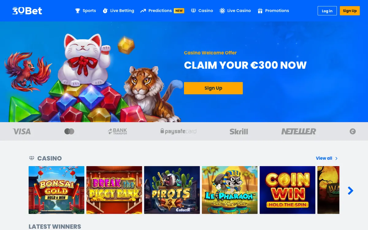 30Bet Casino — «Главная», снято из страны Бразилия