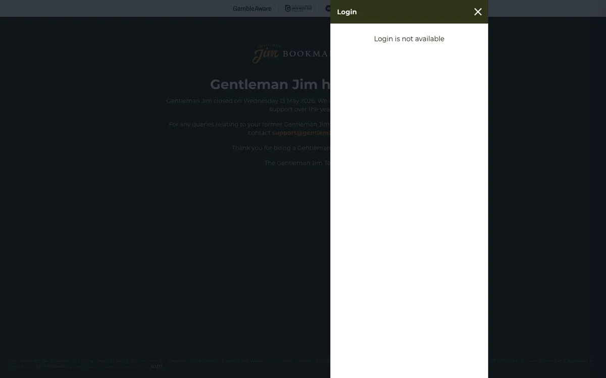 Gentleman Jim Casino — Sign-up, captured from United Kingdom