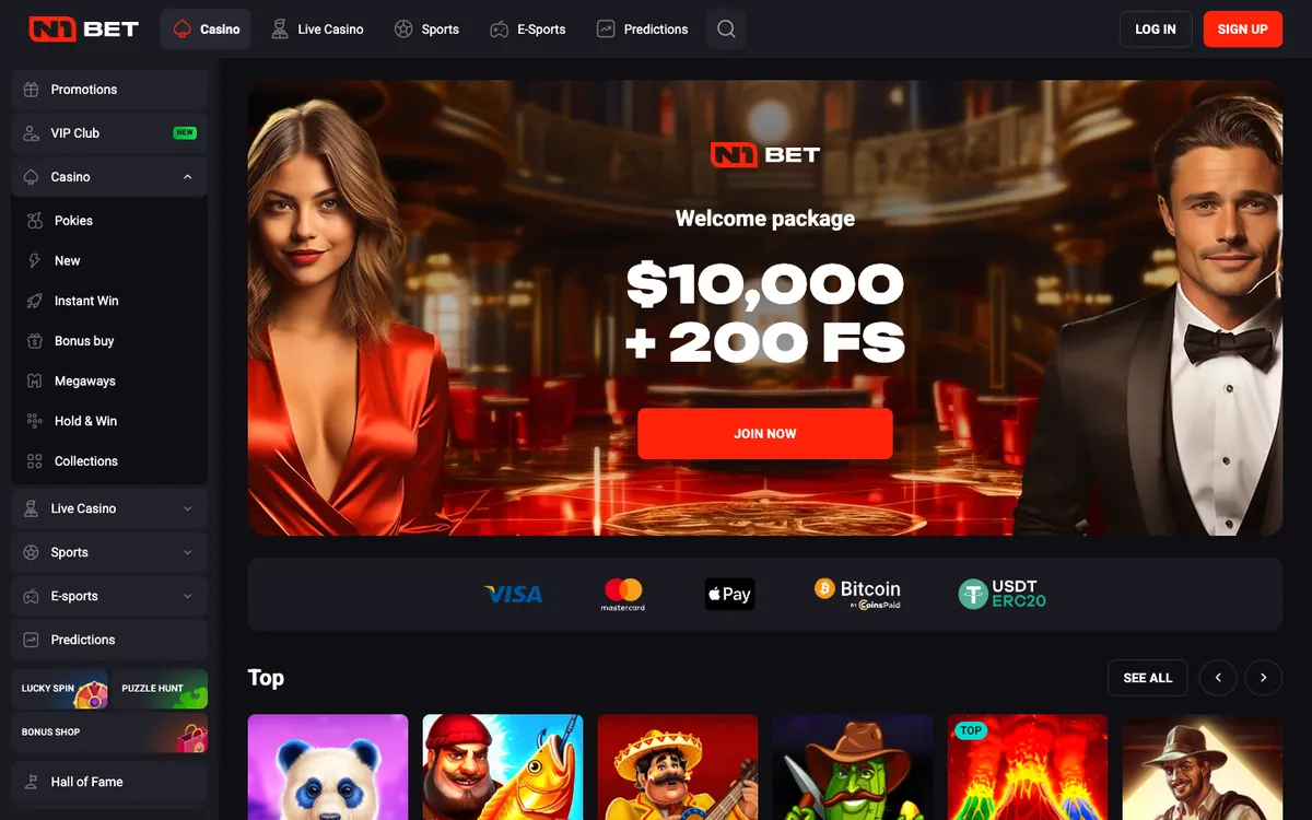 N1Bet Casino — Home page, captured from Australia