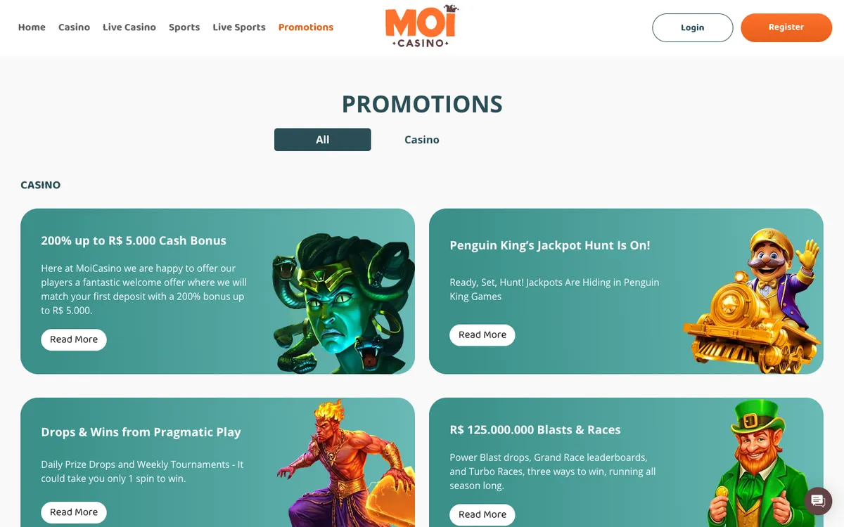 MoiCasino — Promotions, captured from Belgium