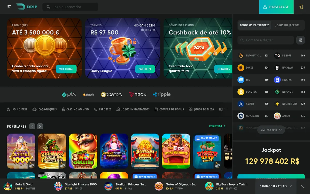 Drip Casino — «Главная», снято из страны Бразилия