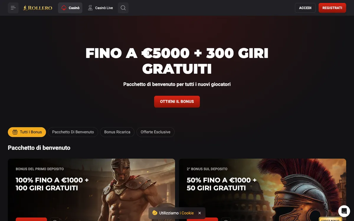Rollero Casino — «Акции», снято из страны Италия