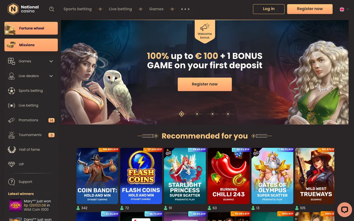 National Casino — Home page, captured from Indonesia