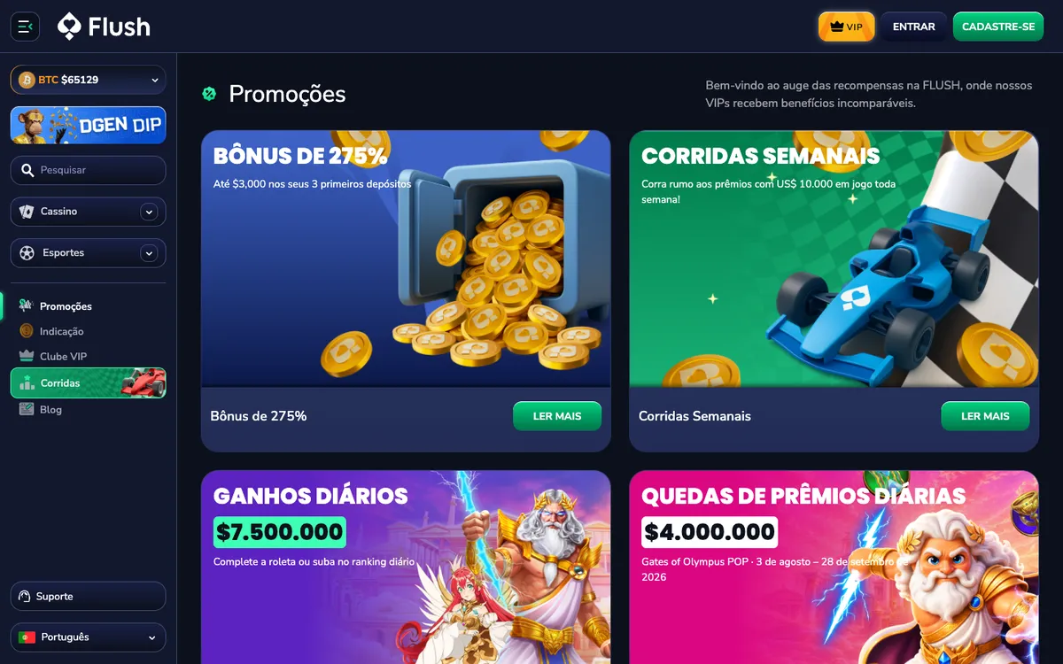 Flush Casino — «Акции», снято из страны Бразилия