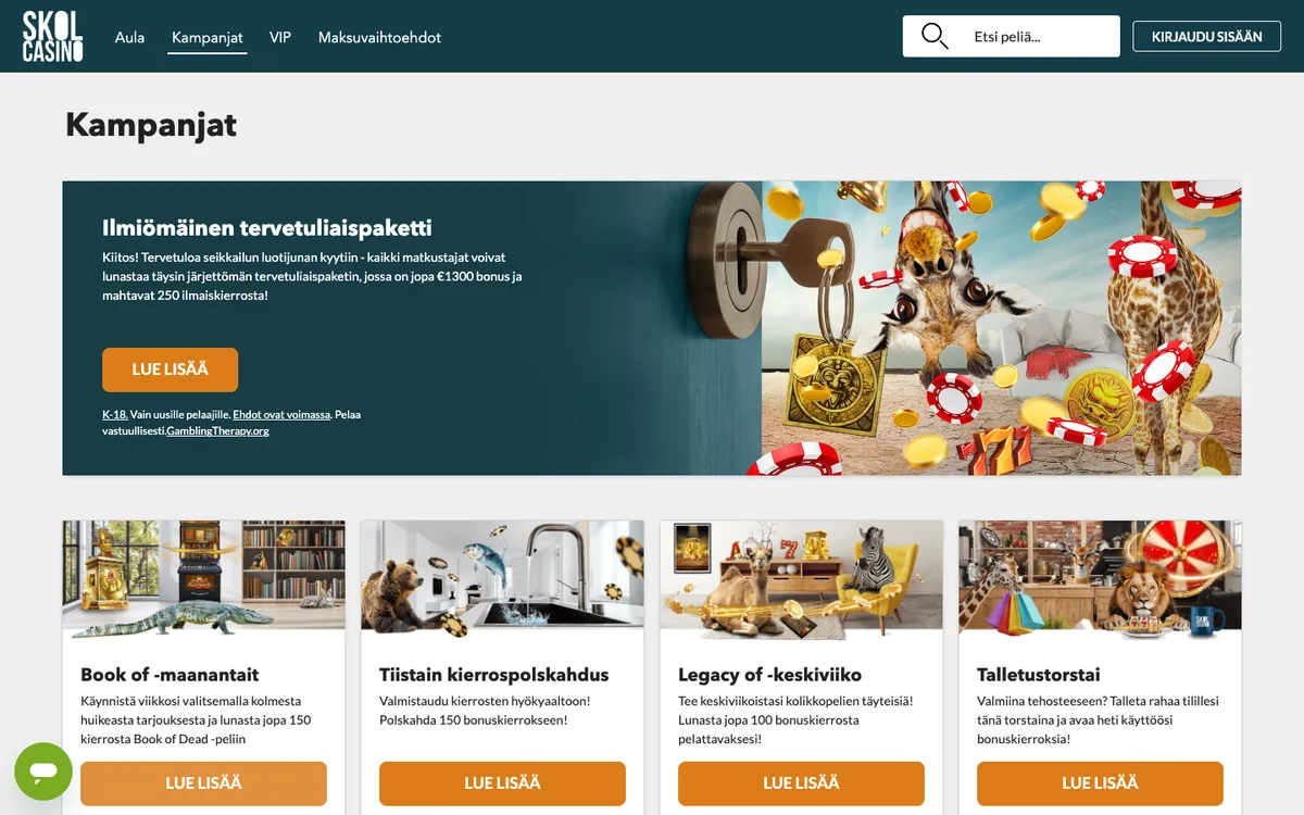 Skol Casino — Promotions, captured from Finland