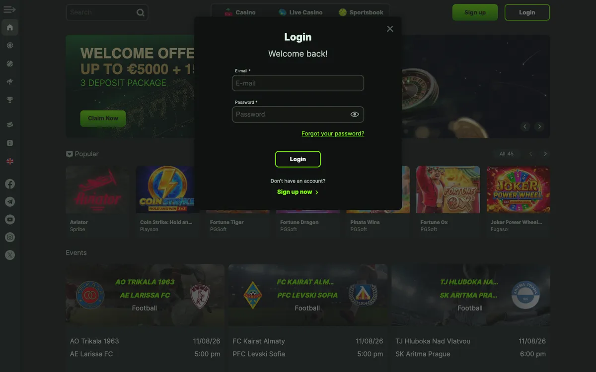 WeltBet Casino — Sign-up, captured from Portugal