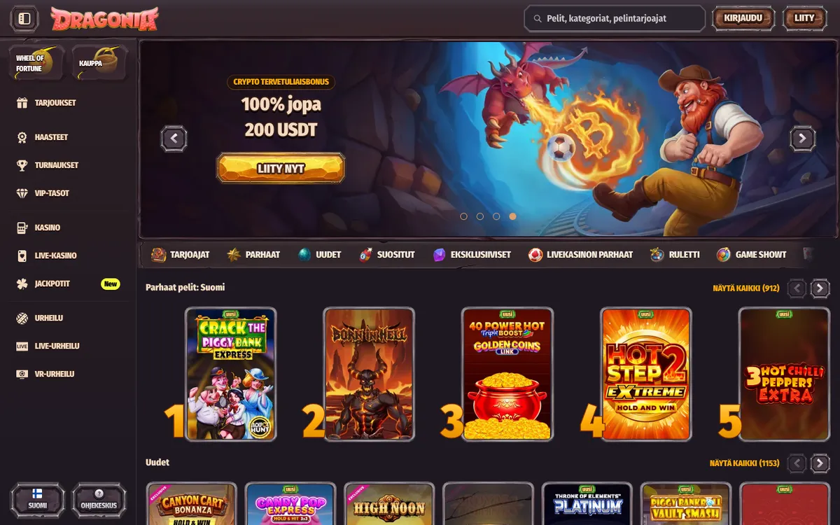 Dragonia Casino — «Главная», снято из страны Финляндия